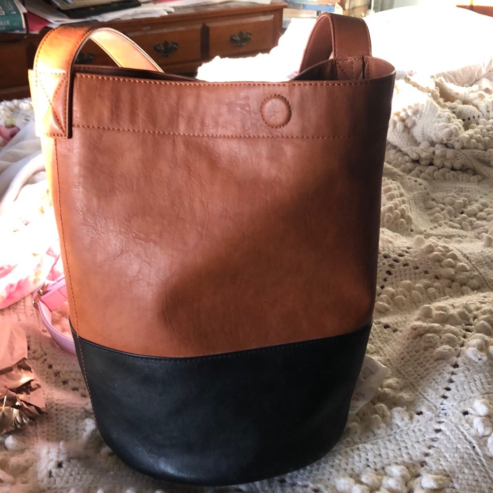 Vegan leather bucket bag